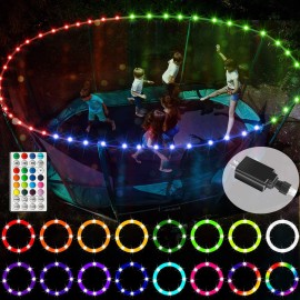 ?Upgraded Power Adapter Version?LED Trampoline Lights, Remote Control Rim Light for 12Ft Trampoline,16 Colors&12 modes, Free from changing batteries, Waterproof, Super Bright to Play at Night Outdoors