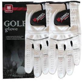 2 Pack Golf Gloves for Men - Premium Cabretta Leather Glove Left Hand (Natural White (Worn on Left Hand), 25=Large)