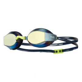 TYR Blackops 140 EV Racing Mirrored Swim Goggles Adult Fit, Gold/navy