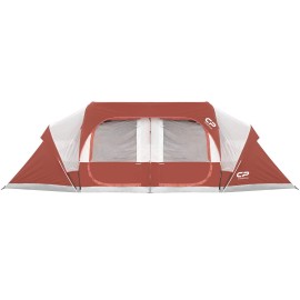 CAMPROS CP Tent-12-Person-Camping-Tents, Waterproof Windproof Family Tent with Top Rainfly, 6 Large Mesh Windows, Double Layer, Easy Set Up, Portable with Carry Bag - Red