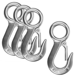 MOUNTAIN_ARK 4 Pack Fast Eye Safety Snap Hook 304 Stainless Steel Spring Hook with 1? inches Round Eyelet, Boat Slip Hook Carabiner Clips Heavy Duty 1100 lb (Size: 4? inches)