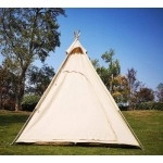 7?7?6.5?utdoor Cotton Canvas 2-3 Person 3 Seasons Bell Teepee Tent with Double Door Spire Tent Pyramid Tents for Family Camping