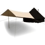 DANCHEL OUTDOOR Camping Tarp Canopy Extension with 2 Heightened 7.78ft Poles for Canvas Tent, Waterproof Sun Shelter Bell Tent Awning Accessories Rain Fly Tarp Glamping Picnic