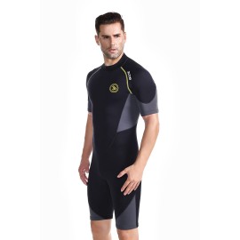 ZCCO Men's Shorty Wetsuits 1.5mm Premium Neoprene Back Zip Short Sleeve for Scuba Diving,Spearfishing,Snorkeling,Surfing (Large)