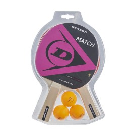 Dunlop Match 2 Player Table Tennis Set (Including Balls, Net and Posts), 2 TT Bats, 3 Orange Balls, Net with Posts, Ideal for Children and Adults, Indoor and Outdoor Use