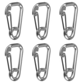 MOUNTAIN_ARK 304 Stainless Steel Spring Snap Hook, 4 inches Heavy Duty Marine Grade Safety Clip, 3/8(10 mm) Diameter Carabiner Hook with Eye for Ship Boat (6 Pack)