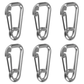 MOUNTAIN_ARK 304 Stainless Steel Spring Snap Hook, 4 inches Heavy Duty Marine Grade Safety Clip, 3/8(10 mm) Diameter Carabiner Hook with Eye for Ship Boat (6 Pack)