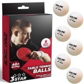 Idoraz Ping Pong Balls - White/Orange 3-Star 40+ Table Tennis Balls (Pack of 6,12,24) Suitable for Indoor and Outdoor Regulation Size Professional Grade Training Balls (6pack White)