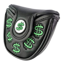 SEACLOUD Golf Cash Money Mallet Putter Cover for Scotty Cameron PU Headcover with Magnetic Closure 2ball Black Green