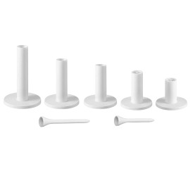 5 Pcs Golf Rubber Tees and 2 Pcs Plastic tees for in Different Sizes for Golf Practice Mat (White)