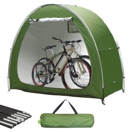 HuaKastro Outdoor Bike Cover Storage Tent for 2 Bikes Silver Coated Waterproof Oxford Bicycle Shed Foldable Bike Shelter for Camping, Portable Backyard Tool Lawn Mower Storage Cabinet 6.5x2.6x5.3ft
