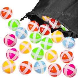 Skylety 30 Pieces Sticky Balls for Fabric Dart Board, Dart Hook and Loop Balls with Storage Bag, Safe Sport Balls Toy Darts Game Accessories for Adults and Teens Indoor Outdoor Party Games, 6 Colors