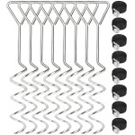 Trampoline Stakes Anchors Galvanized Trampoline Anchors Trampoline Wind Stakes Heavy Duty Spiral Ground Anchor / 8 Pack