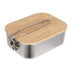 PWPAM Stainless Steel Camping Pot with Bamboo Chopping Board, Camping Mess tin with Foldable Handle and Bamboo Lid, Applicable for Camping Hiking Backpacking and More Outdoor Activities (30oz)