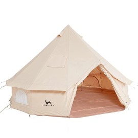 MC TOMOUNT Canvas Tent Bell Tent Yurt with Stove Jack Zipped Removable Floor for Glamping Truck Car Camping