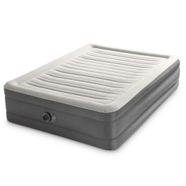 Intex 64095T TruAire Luxury Queen-Sized Air Mattress 18 Inch Tall Airbed with Built-in Air Pump and Carrying Storage Bag, Gray