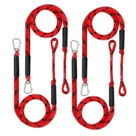 Bungee Dock Line Mooring Rope Bungee Cord Docking String Shock Bungee Docking Ropes for Boat Dock Lines with Stainless Steel Clip (4 X) Red & Black Dot