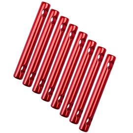 8 Pieces Cord Adjuster Rope Adjuster Tent Tensioners Guyline Cord Adjuster Aluminum Alloy Wind Rope Buckle 2 Hole Rope Guyline Adjuster for Tent Camping Hiking(Red, Medium)