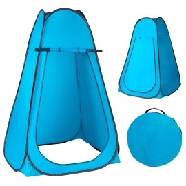 Giantex Pop-up Privacy Tent, Shower Tent Portable Changing Room w/Carry Bag, Camping Toilet Bathroom, Privacy Shelter for Camping & Beach, Outdoor Dressing Room Sports Tent, Extra Large (Blue)