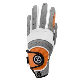 Zero Friction Mens Xtreme Cabretta Golf Glove, Universal Fit One Size, White/Orange, LH