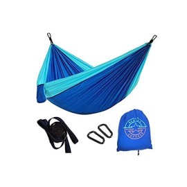 Nebula Voyager - Hammock Camping - Portable Hammock with 2 Hanging Straps for Backpacking - Outdoor and Indoor Durable Single Person Hammock - Beach, Travel, Hiking, Camping, Royal Blue and Sky Blue