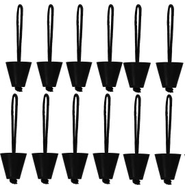 Amarine Made Pack of 12 Universal Kayak Scupper Plug Kit,Silicone Scupper Plugs Drain Holes Stopper Bung with Lanyard Fit for Kayaks Canoes (Black)
