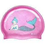 ZABERT Girls Kids Swim Cap Hat,Swimming Caps Hats for Girls Toddler Baby Long Hair Braids & Dreadlocks - Silicone Waterproof Pink Mermaid