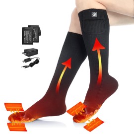 Heated Socks for Men Women, SAVIOR HEAT 2023 Electric Rechargeable Battery Thick Long Ski Socks for Winter Cold Weather Hunting Hiking Camping Skating Motorcycle Cycling Fishing