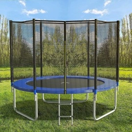 AOTOB 8 FT Trampoline Safety Enclosure Net Combo Bounce Jump for Kids Outdoor with Spring Pad Jump Mat & Ladder