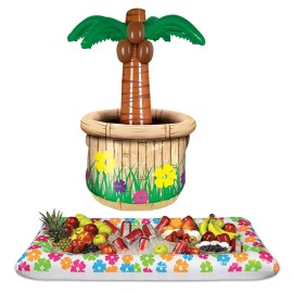 Tropical Vibes Bundle: 2-Piece Luau Cooler Set with Palm Tree Cooler and Buffet Coolers - Perfect for Beach Parties, BBQs, and Hawaiian Decorations