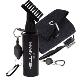 HELLAFAR GOLF Golf Club Cleaning Kit with Golf Water Brush Includes Bottle Cleaner Brush, Waffle Golf Towel & Golf Club Groove Cleaner