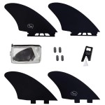 Surfboard Twin Fins (2 Fins) - Keel Fins for Fish Surf Boards [Twin Tab or Single Tab Sizes] (Black, Single Tab)