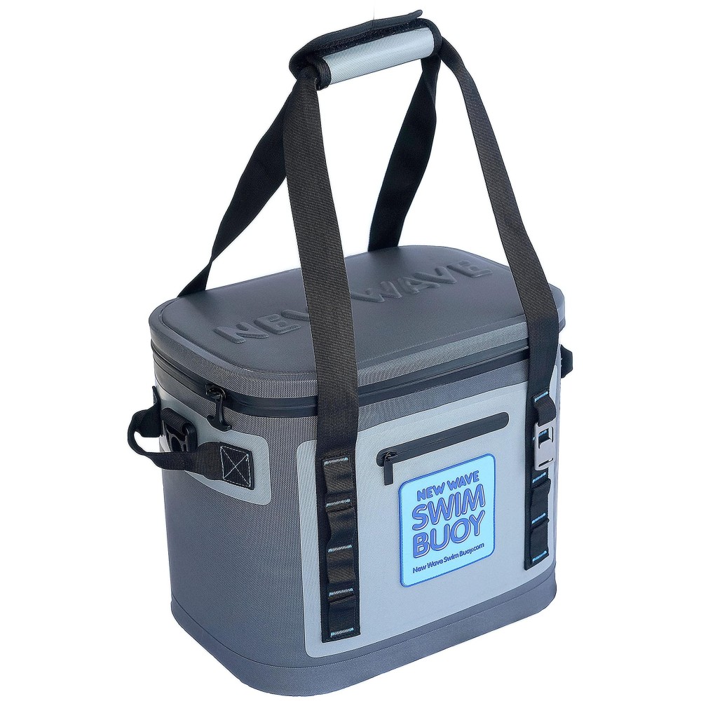 New Wave Swim Buoy 20 Can Soft Cooler Bag, Gray, Vinyl, Leakproof, Insulated, Overbuilt