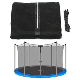 15FT Replacement Trampoline Safety Net Enclosure for Round Frame Trampolines, Breathable and Weather-Resistant Trampoline Net Replacement with Adjustable Straps (NET ONLY, Poles Not Included)