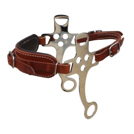CHALLENGER Horse Horse Adjustable Tan Leather Padded Training Bitless Hackamore 35RT01TN