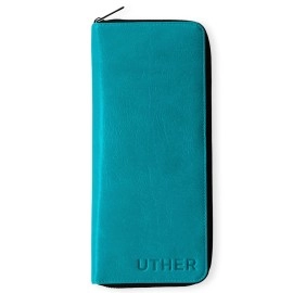 Uther Glove Holder - Leather Zippered Golf Glove Pouch, Aqua