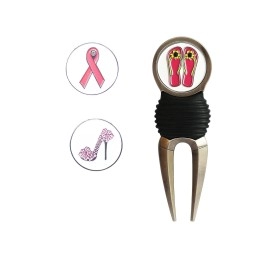 PINMEI Golf Divot Repair Tool with 3 Ball Markers Zinc Alloy and Silicone Protection for Woman Golfer