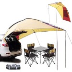 Outdoor Portable Camping Car Tail Tent Multi-Person Awning Sunshade Trailer Tent Car Tail Awning Suitable for Travel, Beach, Camping (Yellow)