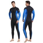 Hevto Wetsuits Men 3mm Neoprene Scuba Diving Surfing Wet Suit Keep Warm Back Zip in Cold Water Swimming Kayaking Jet Ski SUP (M01-Blue, XL)