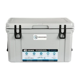 iROCKER 45L Roto-Molded Hard Cooler, Heavy Duty Ice Box Equipped with Quick Drain Water Release Valve, 26