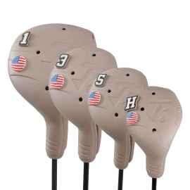 FRANKTECH Golf Head Covers, 4pcs or 1pc EVA Plastic Golf Club Covers for Driver Fairway Woods Hybrid, Driver Head Cover with Pins, Fit All Right-Handed Golf Clubs, Easy On Off, Washable, Funny