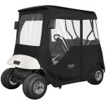 10L0L 2 Passenger Deluxe Golf Cart Driving Enclosure for EZGO TXT and RXV Model, 4-Sided Clear Window 600D Rain Cover All Weather Windproof Waterproof
