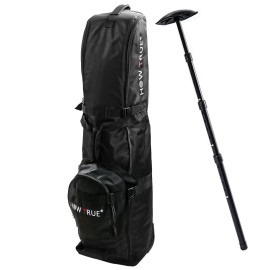 HOW TRUE Golf Travel Bags 1680D Polyester Oxfordfor Airlines with Wheels, Golf Bag Travel Case with Golf Travel Bag Support Rod, Protect Your Equipment On The Plane