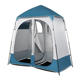 VINGLI 2 Room Shower Tent, 7.5 FT Instant Pop Up Shelter with Carrying Bag, Privacy Changing Room Tent,Perfect for Portable Toilet, Camping, Dressing, Outdoor Indoor, Easy Set Up (Blue)