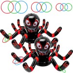 Halloween Games Inflatable Ring Toss Game Spiders Witch Hat Air Pump for Kids Adults Carnival School Halloween Party Favor Supplies Novelty Toys Outdoor Indoor Halloween Decorations