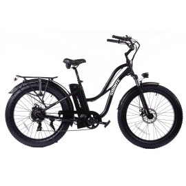 Soumye Beach Cruiser E-Bike 1050W Pack Power 48V/16Ah Battery 26x4.0 Fat Tire Max Speed 28m/h Step-Thru M5 Larger Size Display Shimano 7 Gears for Adults (S142-Black)