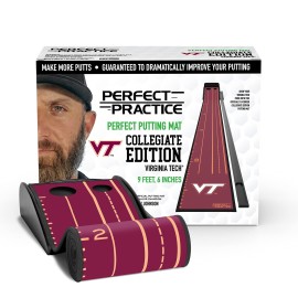 PERFECT PRACTICE Putting Mat Collegiate Edition - Virginia Tech - Indoor Golf Putting Green with 2 Hole Training for Practicing at Home or in The Office - Gifts for Golfers - Golf Accessories for Men
