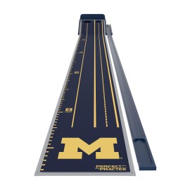 PERFECT PRACTICE Putting Mat Collegiate Edition - Univ. of Michigan - Indoor Golf Putting Green with 2 Holes for Practicing at Home or in The Office - Gifts for Golfers - Golf Accessories