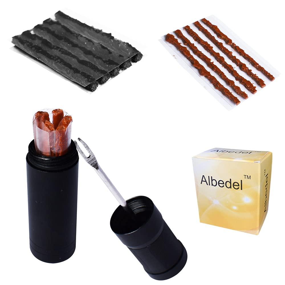 Albedel Bike Tubeless Tire Tyre Repair Kit Plugger Plugs Tool Repair Tires Fix Flat Puncture MTB and Road Mountain Bicycle +15 Strips (5 x1.5 mm + 5 x 2.5 mm + 5 x 3.5 mm)