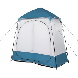 Double Dressing Tent,Oxford Cloth Shower Tent Oversize Outdoor Shower Tents for Camping Dressing Room Room Shower Privacy Shelter,229 * 229 * 122cm Blue/White